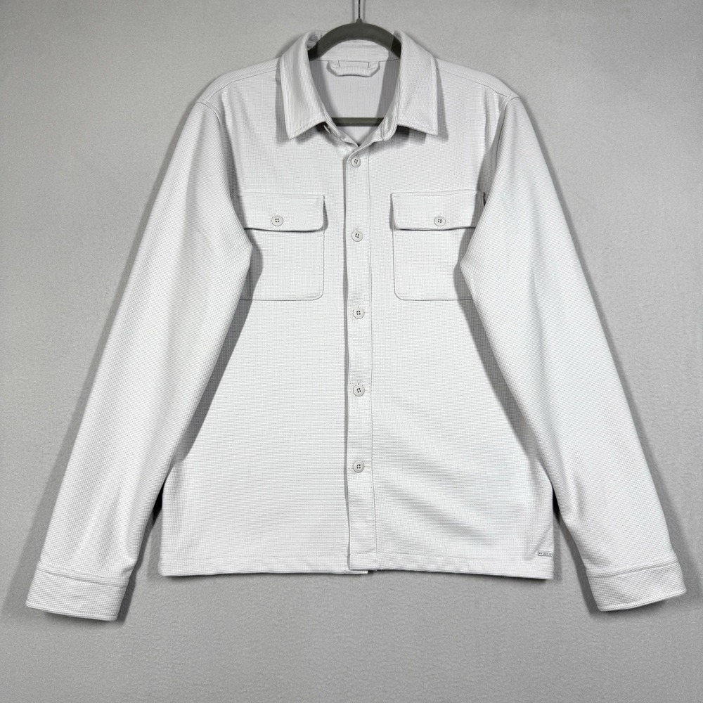 Vuori Waffle Shirt Jacket Mens Medium Relaxed Fit Overshirt Shacket Grey V2007